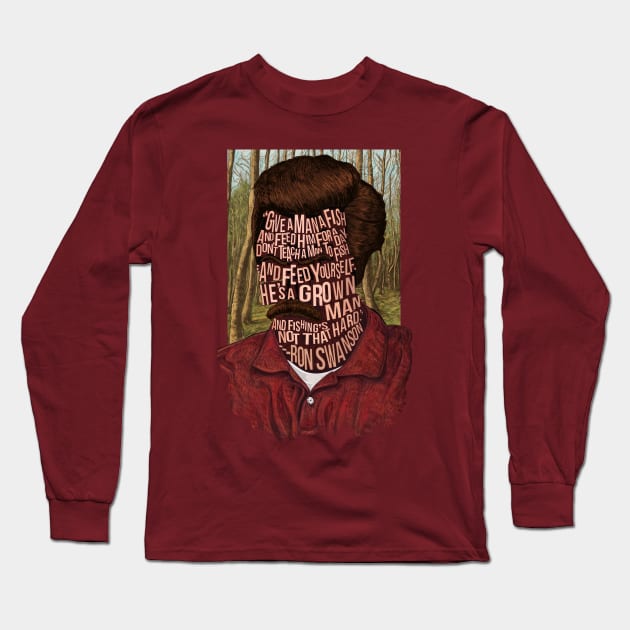 Ron Swanson Long Sleeve T-Shirt by NateJonesDesign